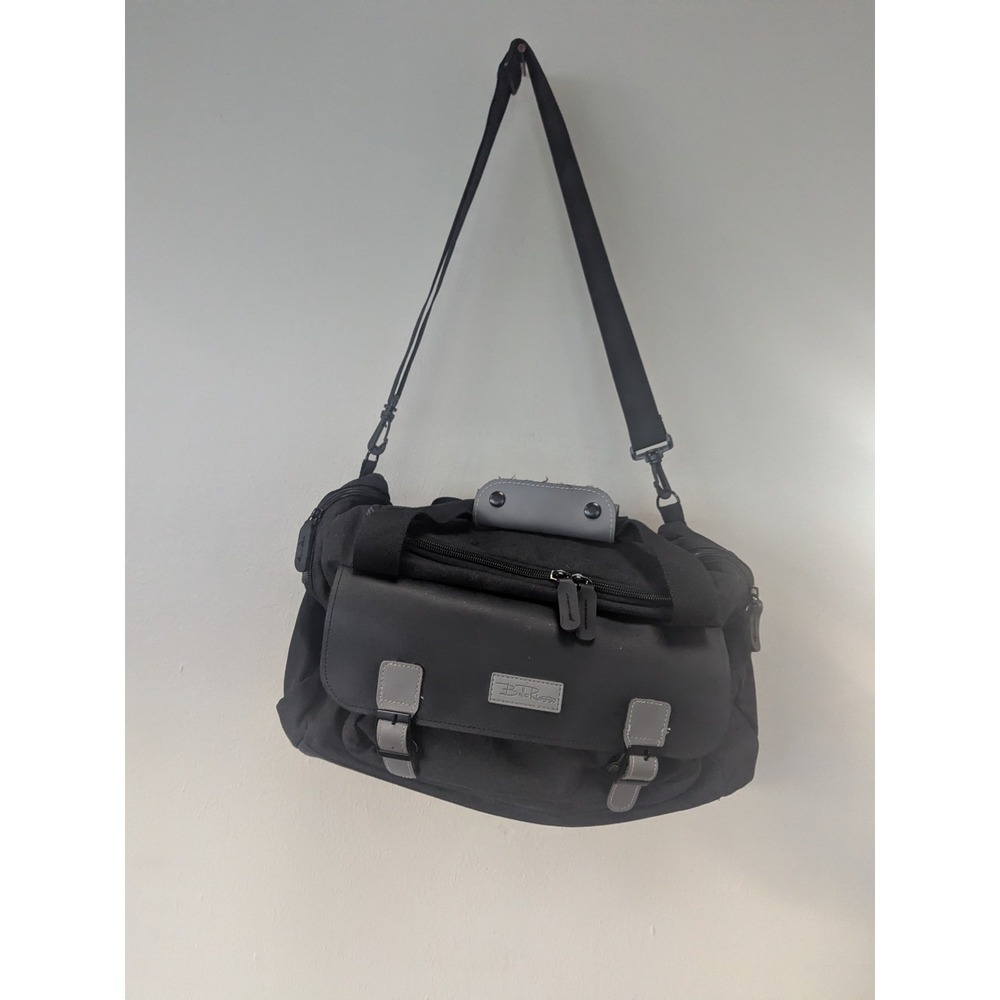 Bellaruso Black Canvas Duffel Bag Travel Weekender Shoulder Strap